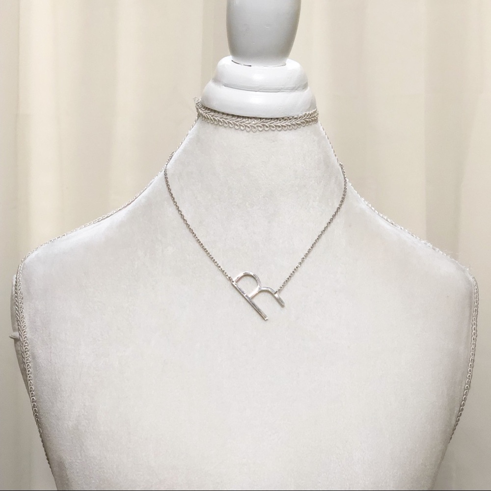 R Block Letter Monogram Stainless Steel Necklace - Picture 3 of 4